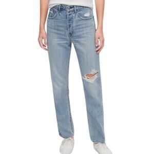 GAP 1969 Premium Sky High Straight Leg Jeans - Light Indigo Destroy 6/28 Short